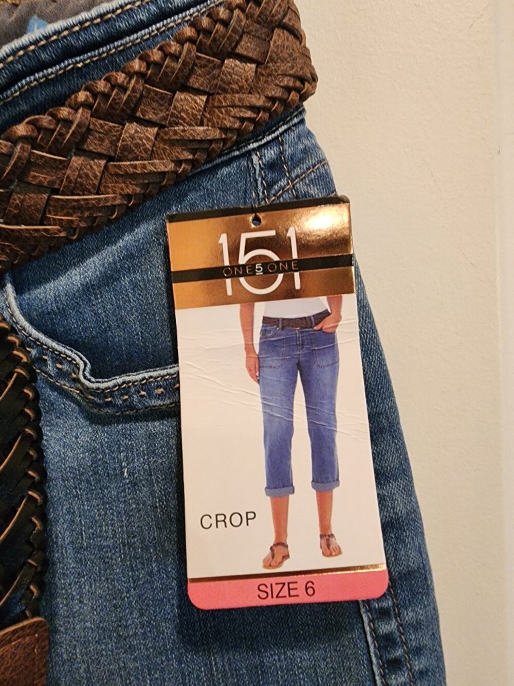 One5One Denim Crop Jeans with Braided Belt – Size 6 – NWT - Picture 14 of 14